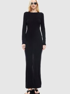 🆕#288~LIONESS Muse Stone Cold Open Back Long Sleeve Maxi Dress, Size Large